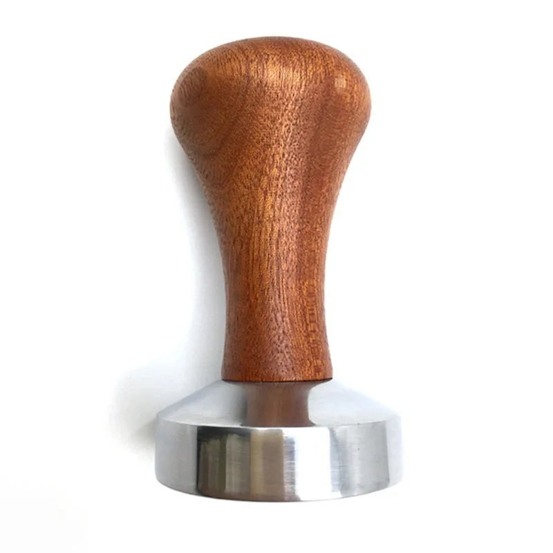 51mm/53mm/58mm Espresso Coffee Tamper Aluminum Coffee Distributor Leveler Tool Bean Press Hammer with Wooden Handle