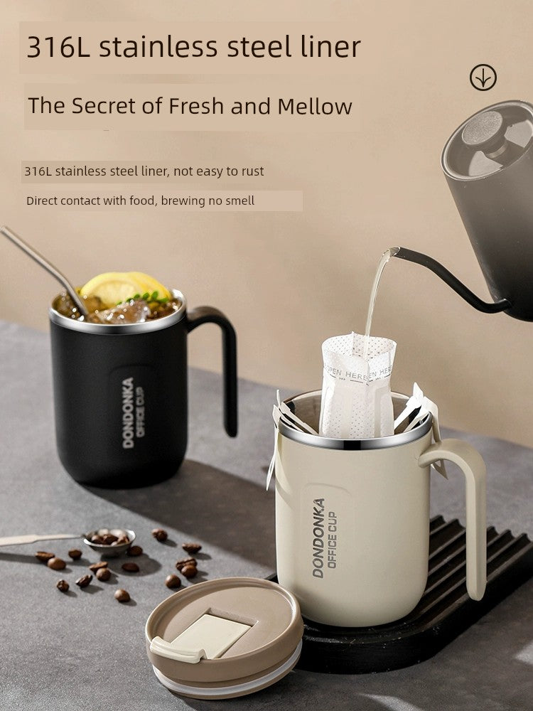 316L Stainless Steel Water Cup Mug Boys Insulation Tea Cup Office Cup with Lid Men's Coffee Cup