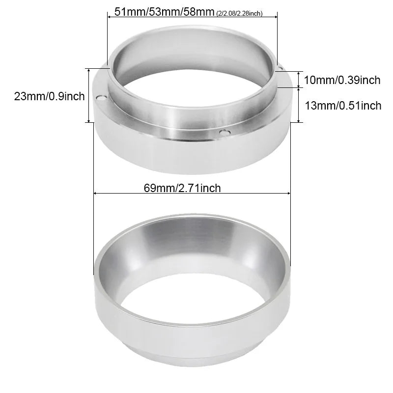 Aluminum Smart Dosing Ring for Beer Mug Coffee Powder Tool, Espresso Barista for 51 53 54 58MM Coffee Filter Tamper